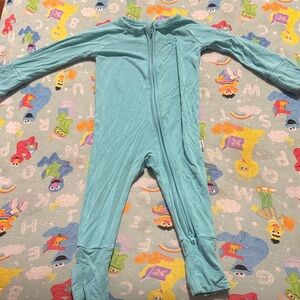 Little Sleepies Aqua Blue Footed Zipper One-Piece
